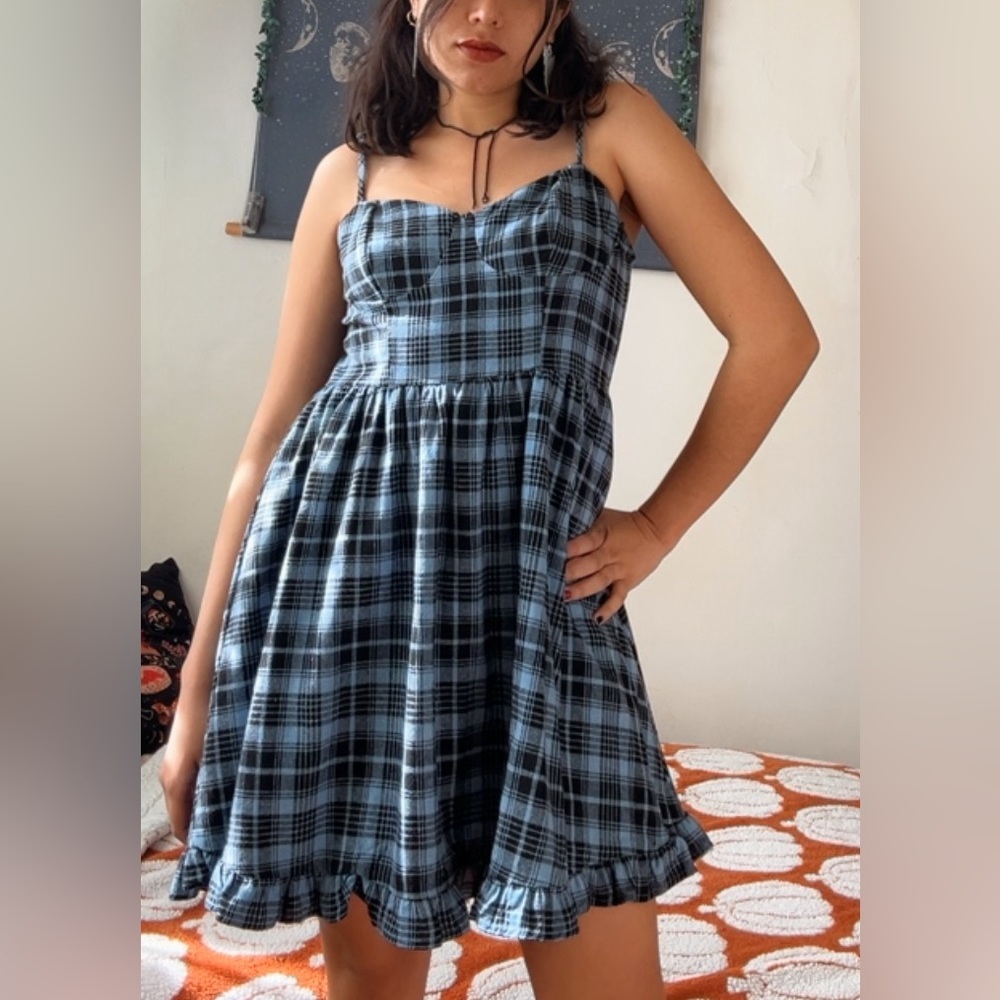 Plaid Grunge Mini Dress. Shein Mod Size Large